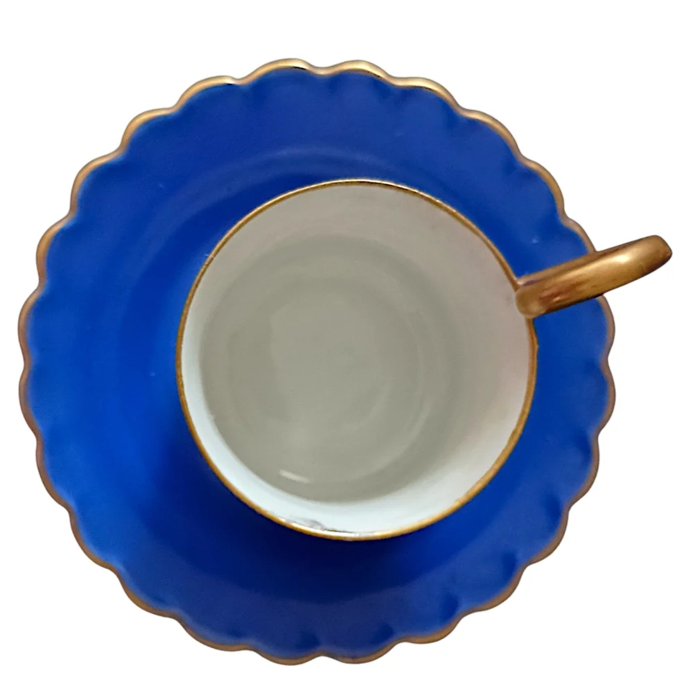 Imperial Demitasse Cup Sauce Espresso France Gold Gilt Hand‎ Painted Cobalt Blue